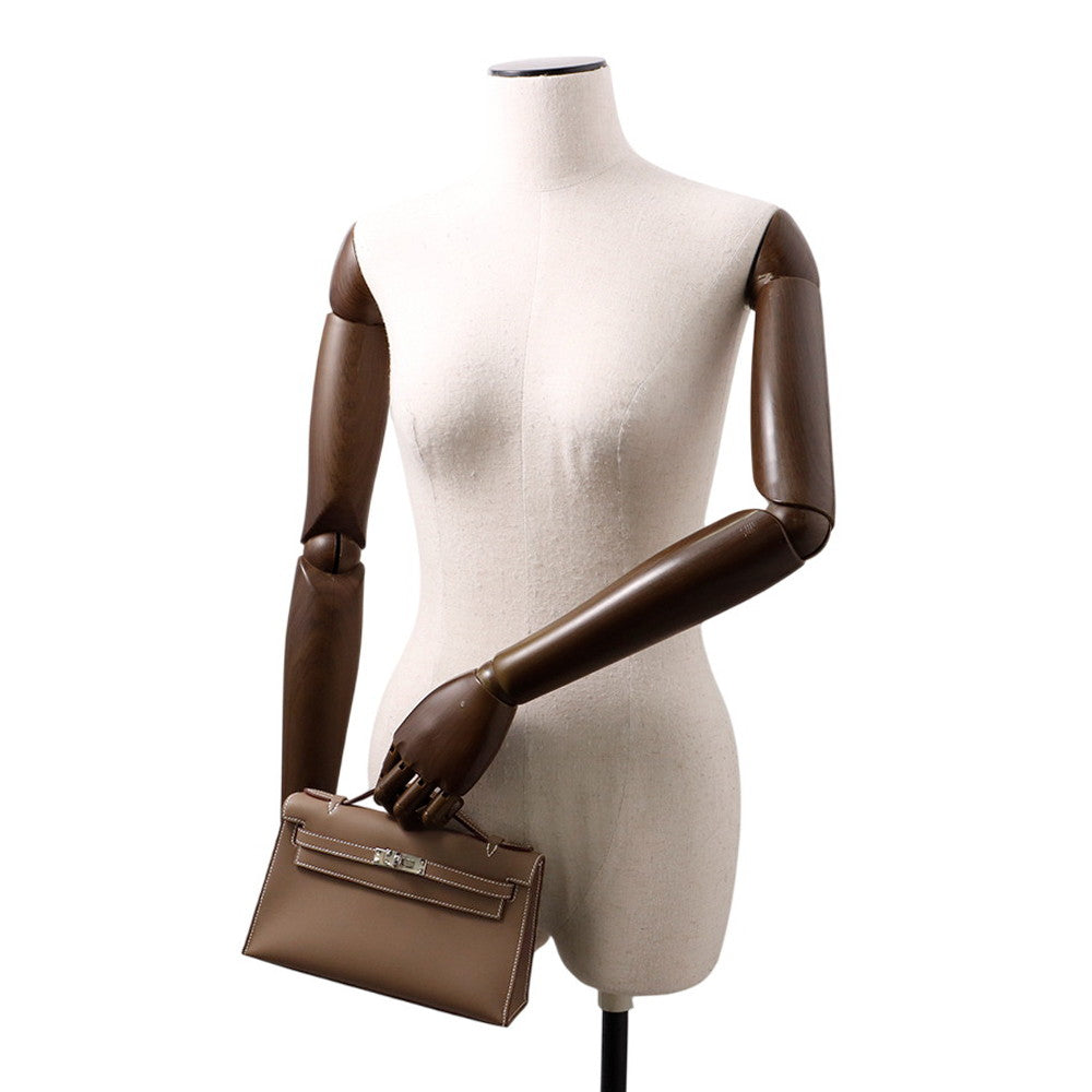 HERMES PochetteKelly Etoupe Swift Leather