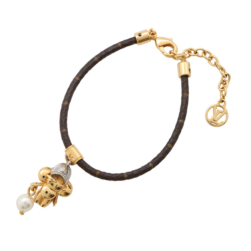 LOUIS VUITTON Bracelet Vivienne Basket Gold/Silver/WhiteM8218Z Monogram Metal Faux Pearl