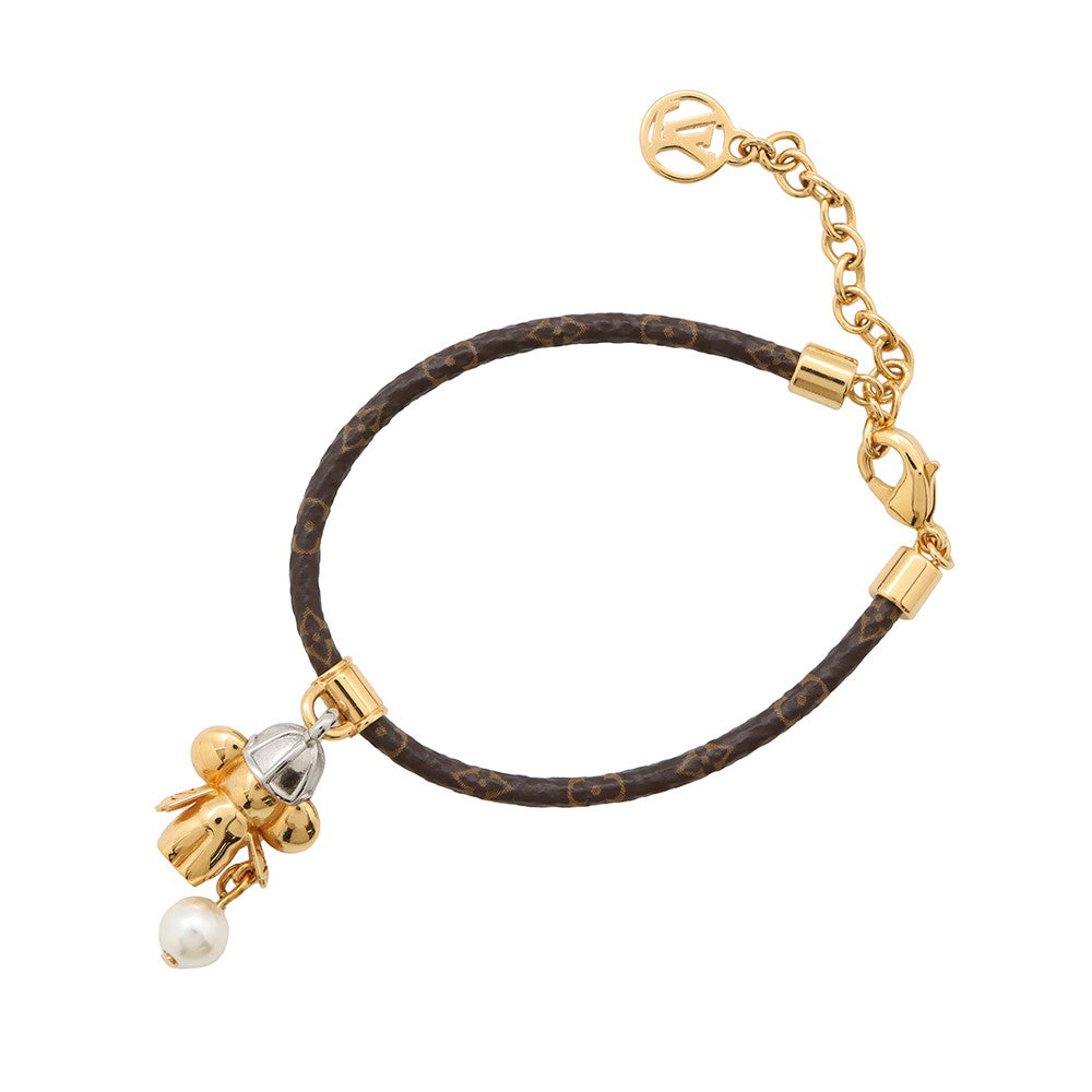 LOUIS VUITTON Bracelet Vivienne Basket Gold/Silver/WhiteM8218Z Monogram Metal Faux Pearl