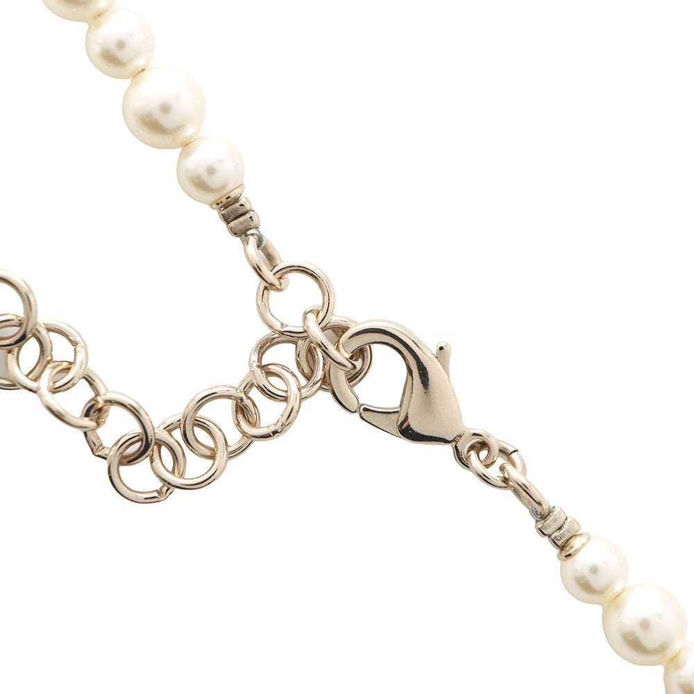 CHANEL CC Logo Star NecklaceABB256 Gold Plated Rhinestone Faux Pearl