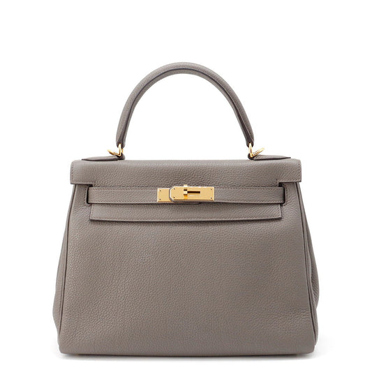 HERMES Kelly Retourne Etain Togo Leather Size 28