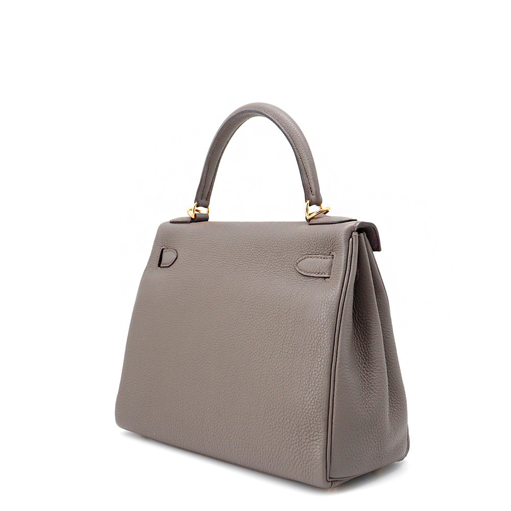 HERMES Kelly Retourne Etain Togo Leather Size 28