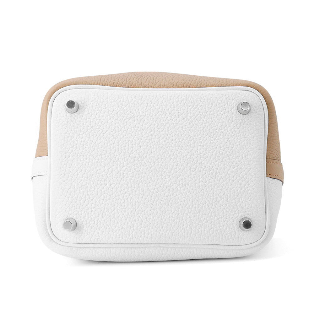 HERMES Picotin Lock Casaque2 Beige Marfa/New White/Macassar Taurillon Clemence Size PM