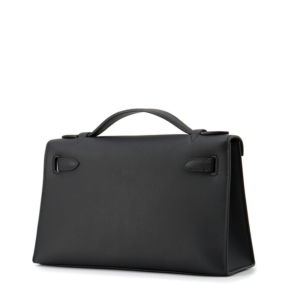 HERMES PochetteKelly Black Swift Leather