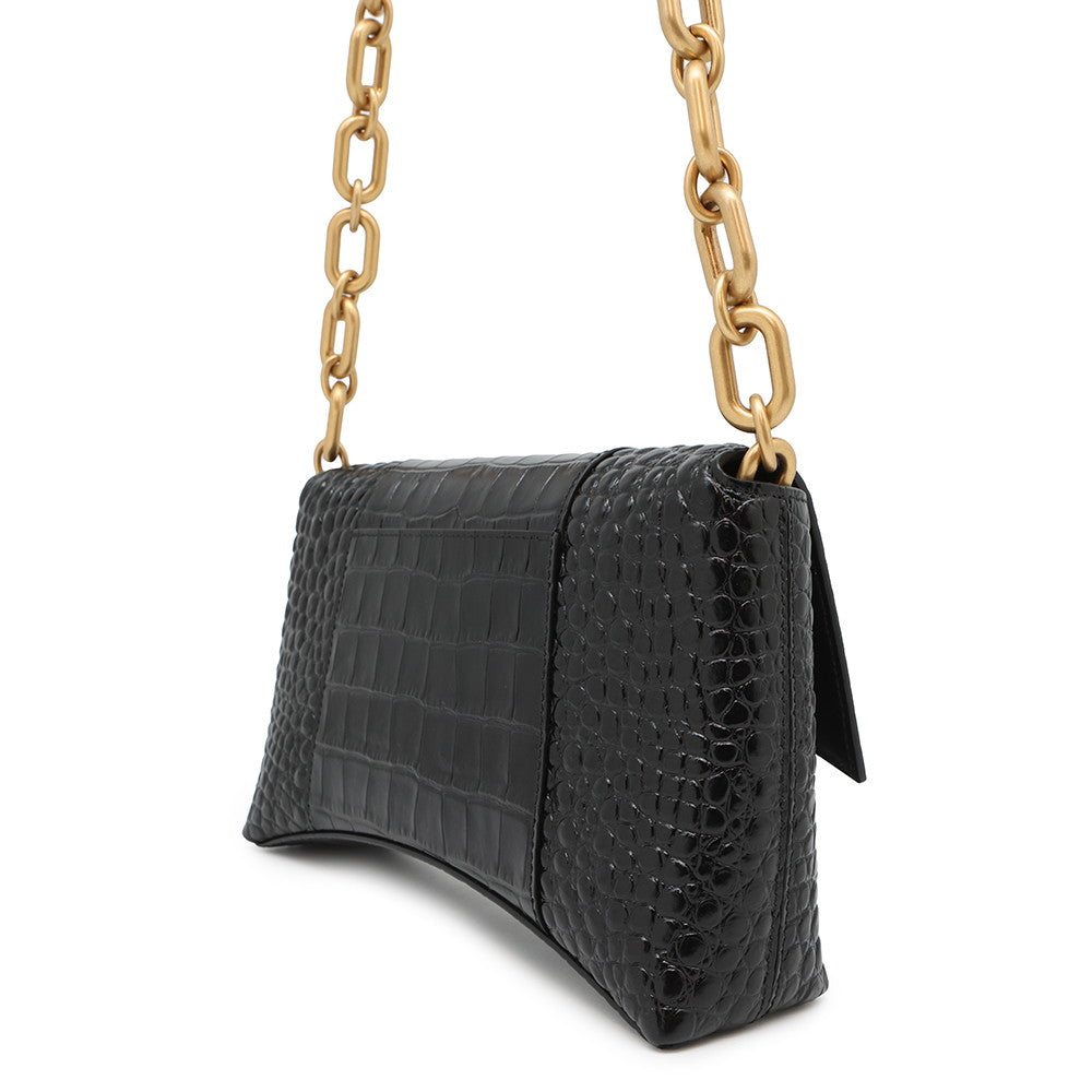 BALENCIAGA Downtown XS ChainShoulder Bag Black689121 Croco embossed leather
