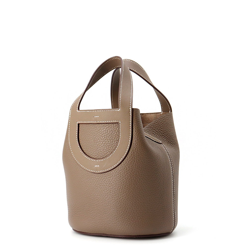 HERMES in-the-loop Tote Bag Etoupe Taurillon Clemence Swift Leather Size 18