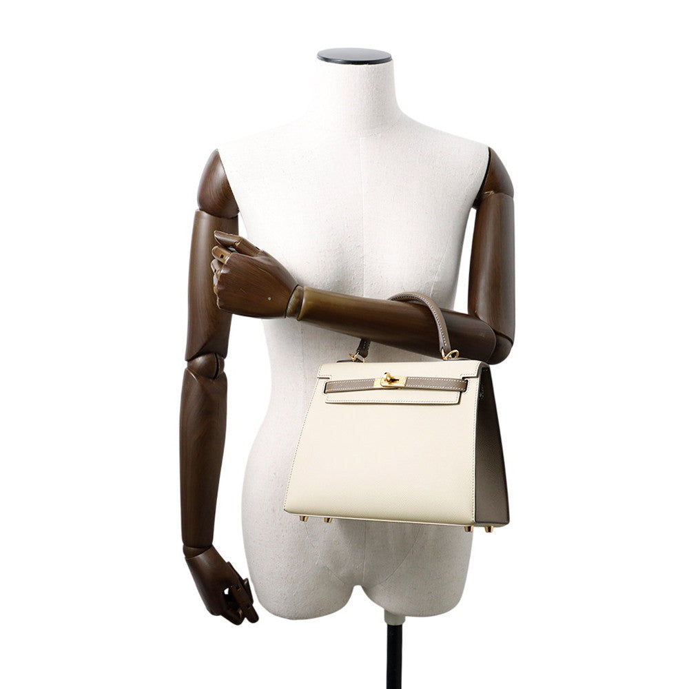 HERMES Kelly Sellier SPO Craie/Etoupe Epsom Size 25