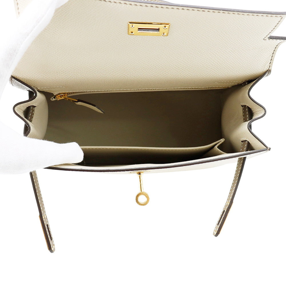 HERMES Kelly Sellier SPO Craie/Etoupe Epsom Size 25