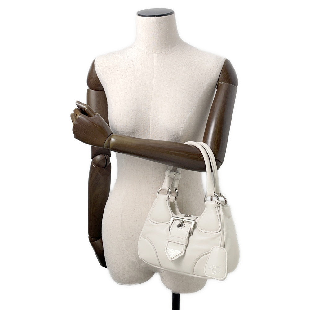 PRADA Moon 2WAY Handbag White1BA381 Leather