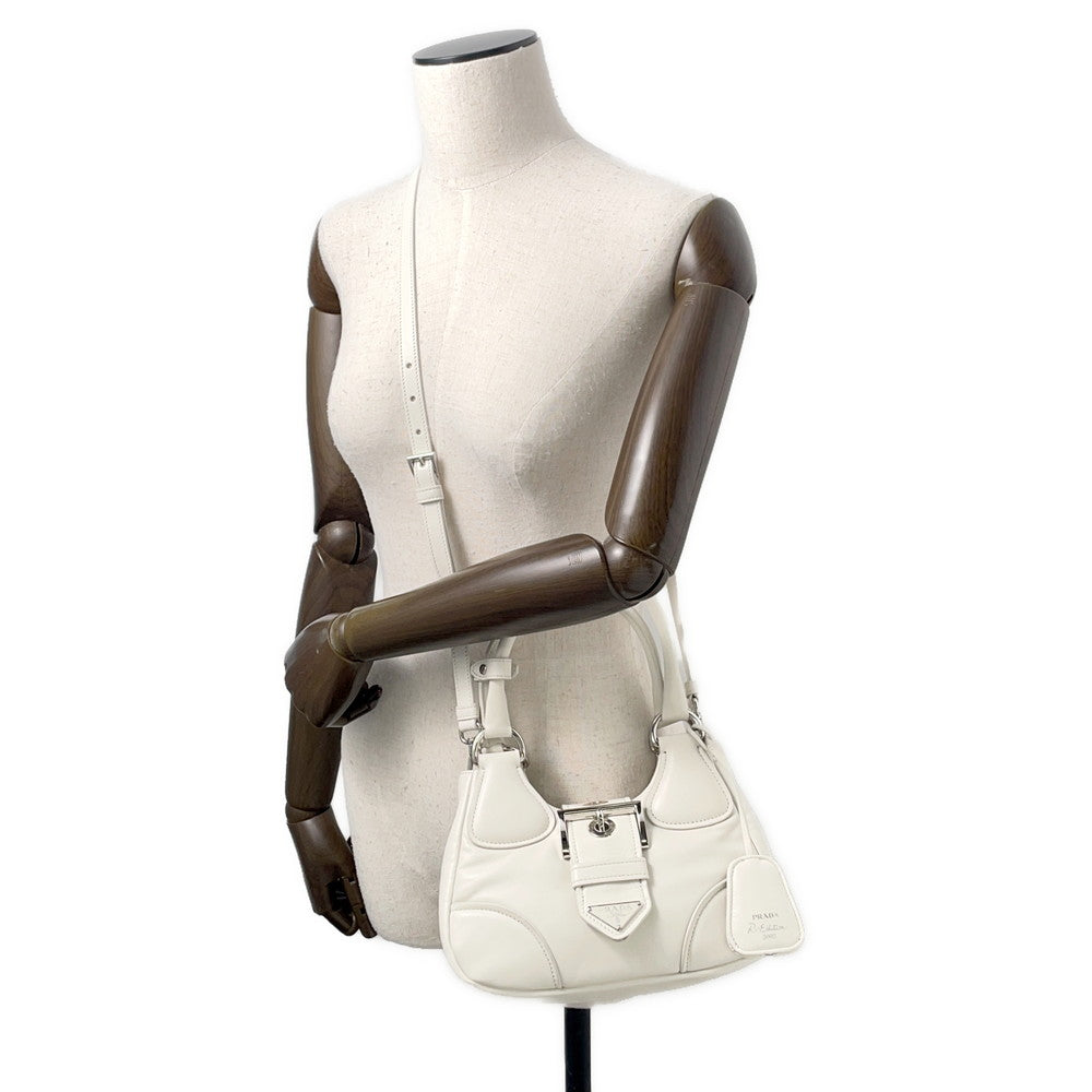 PRADA Moon 2WAY Handbag White1BA381 Leather