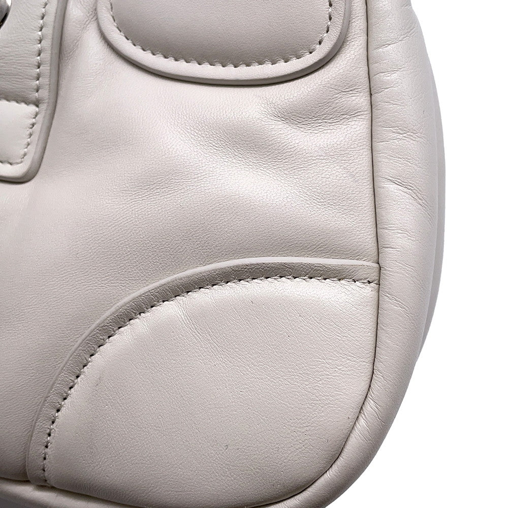 PRADA Moon 2WAY Handbag White1BA381 Leather