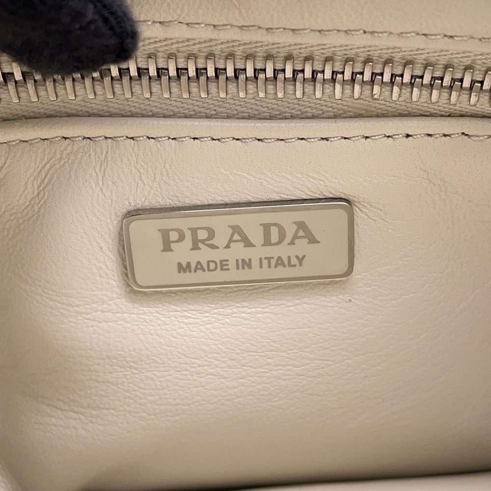 PRADA Moon 2WAY Handbag White1BA381 Leather