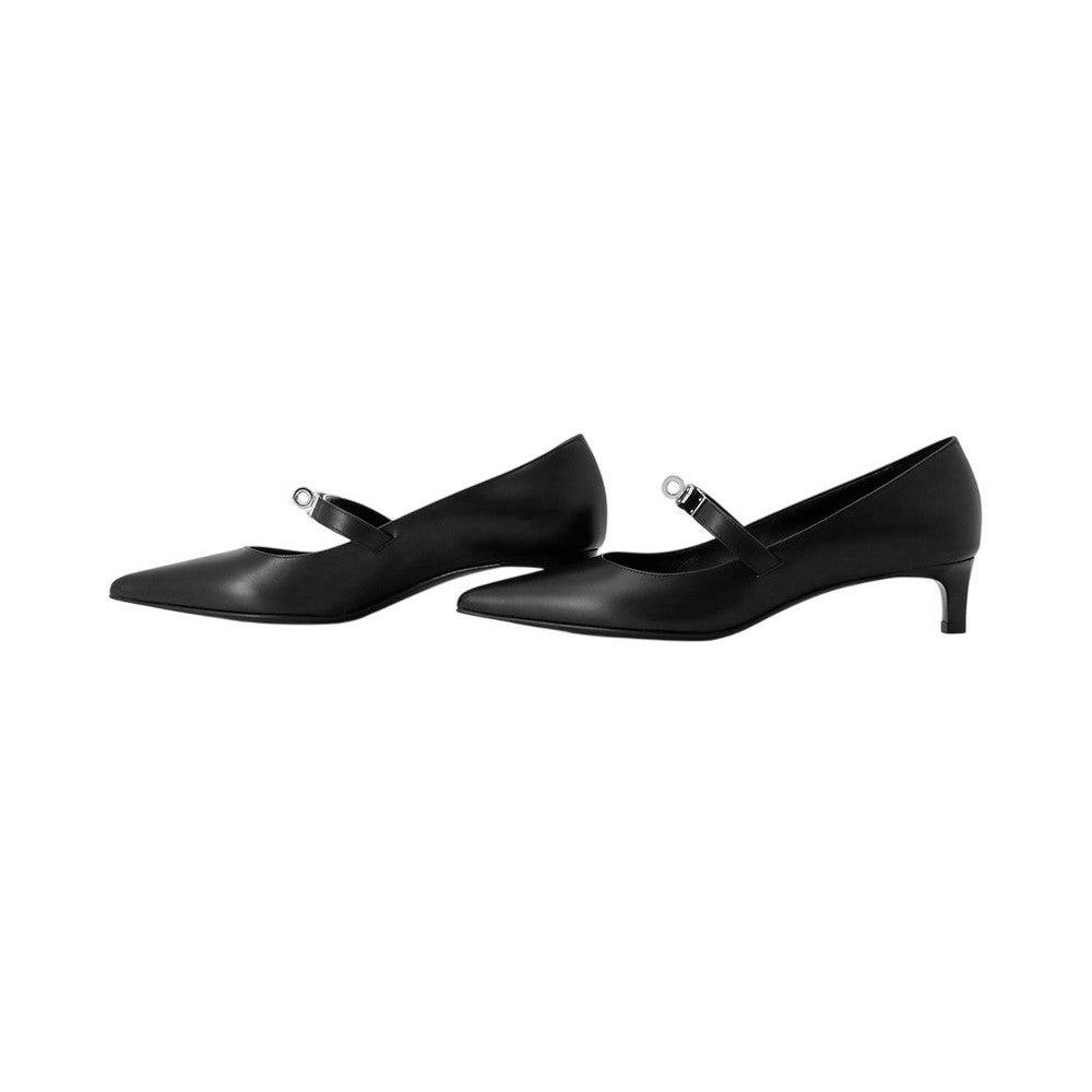 HERMES Pumps 《Chiara》 40 Black Calf Leather Size 37