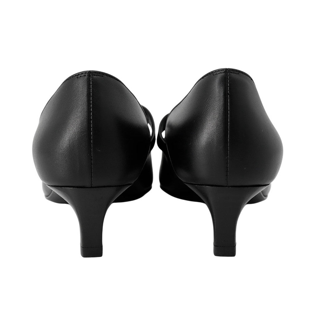 HERMES Pumps 《Chiara》 40 Black Calf Leather Size 37