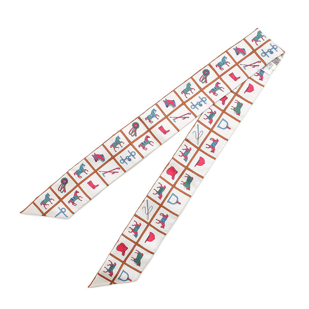 HERMES Twilly Couvertures et Tenues de Jour Cream/Blanc/RoseH061356S Silk100%