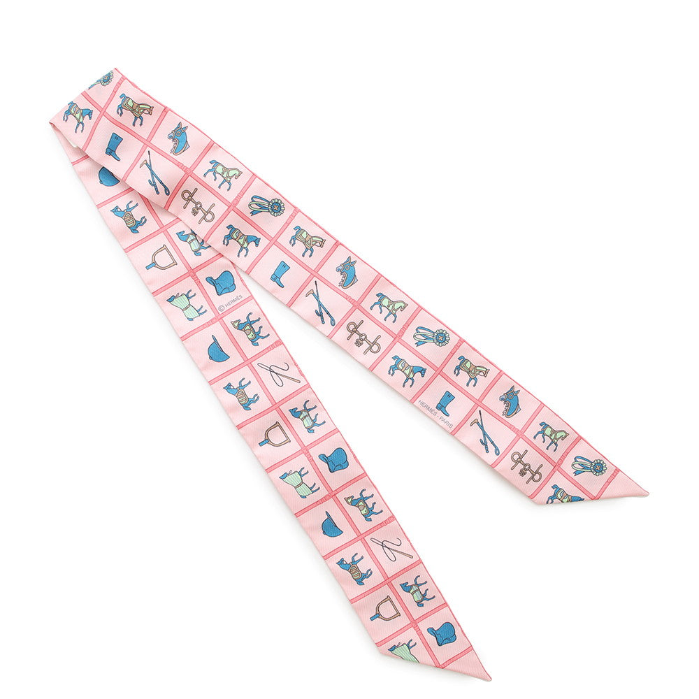 HERMES Twilly Couvertures et Tenues de Jour Rose/Blue/VertH061356S Silk100%