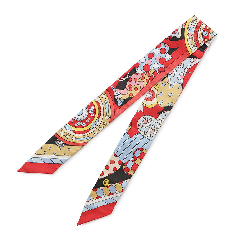 HERMES Twilly Les Murmures de la Foret Whispering in the Forest Rouge/Ebene/MulticolorH063005S Silk100%