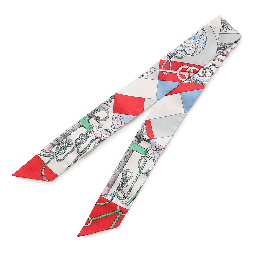 HERMES Twilly Cliquetis Cliquetis Grenadine/White/VertH061574S Silk100%