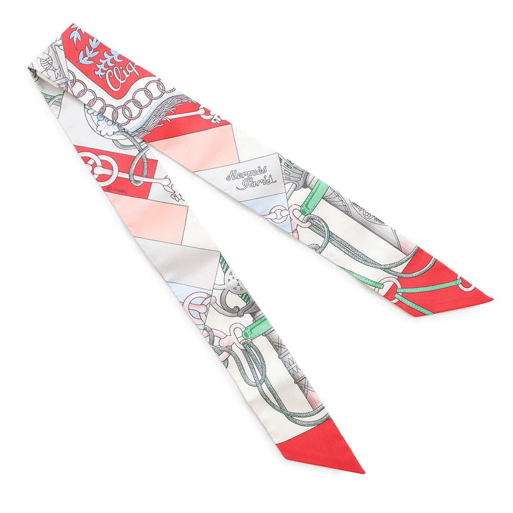 HERMES Twilly Cliquetis Cliquetis Grenadine/White/VertH061574S Silk100%