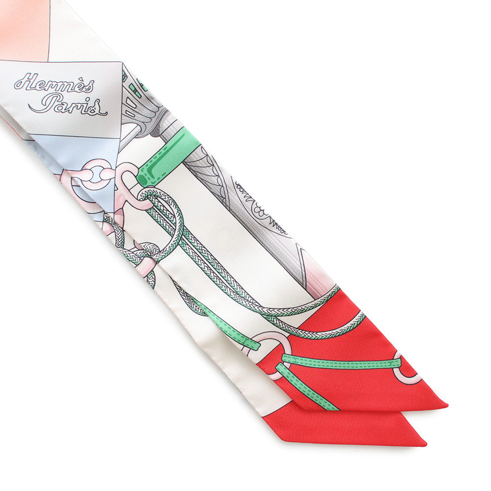 HERMES Twilly Cliquetis Cliquetis Grenadine/White/VertH061574S Silk100%