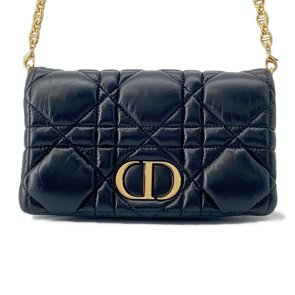 Dior Macrocanage ChainShoulderChain Wallet BlackS5135BNGX_M900 Leather