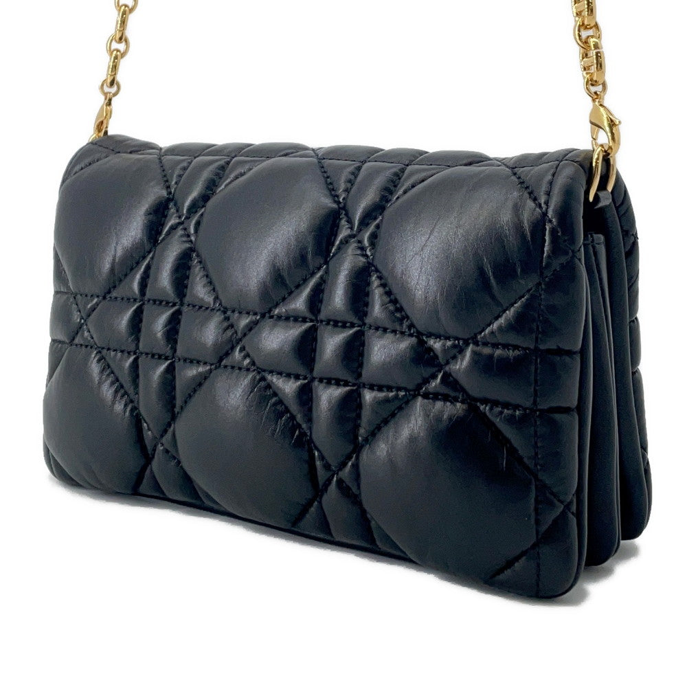 Dior Macrocanage ChainShoulderChain Wallet BlackS5135BNGX_M900 Leather
