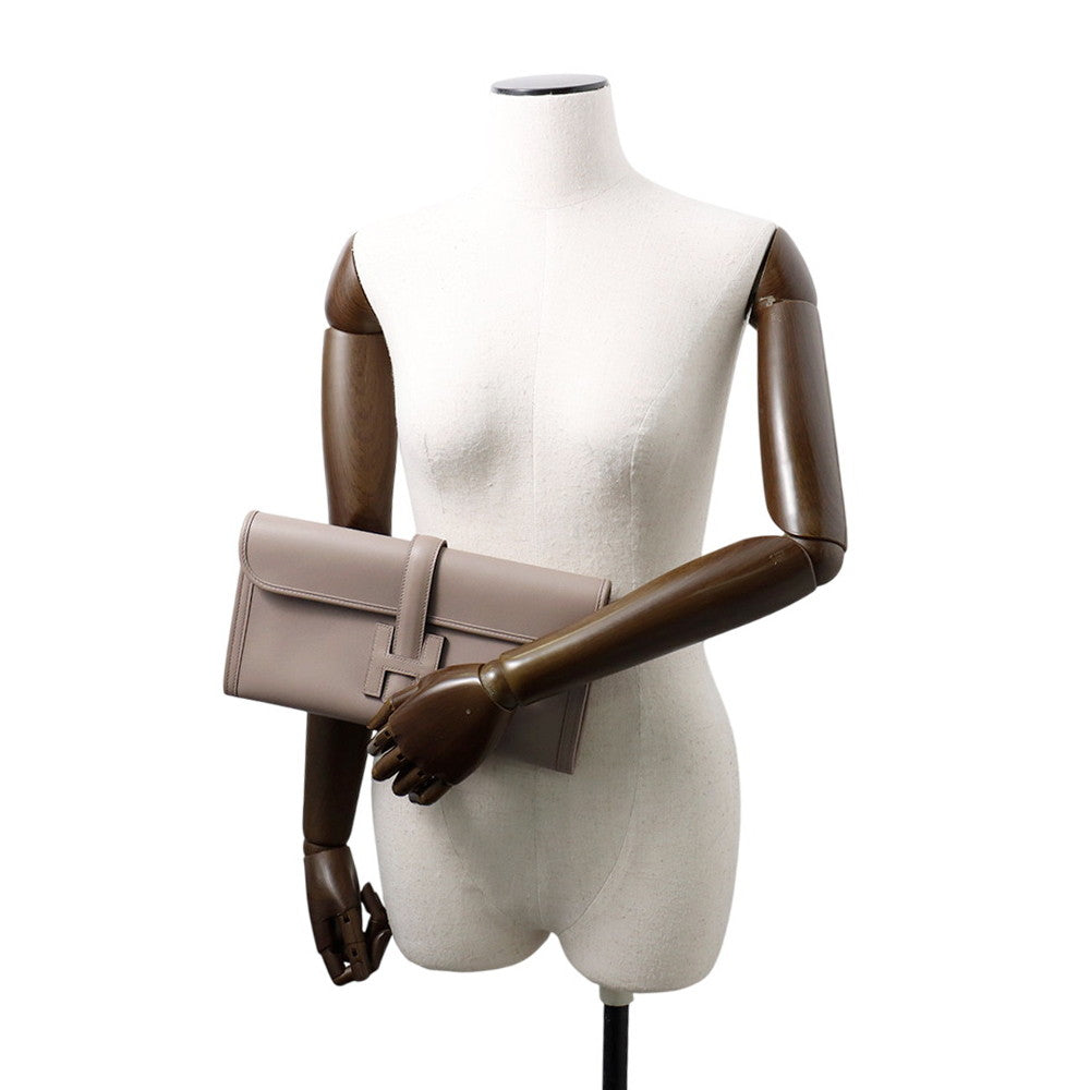 HERMES Jige Gris Asphalt Swift Leather Size PM