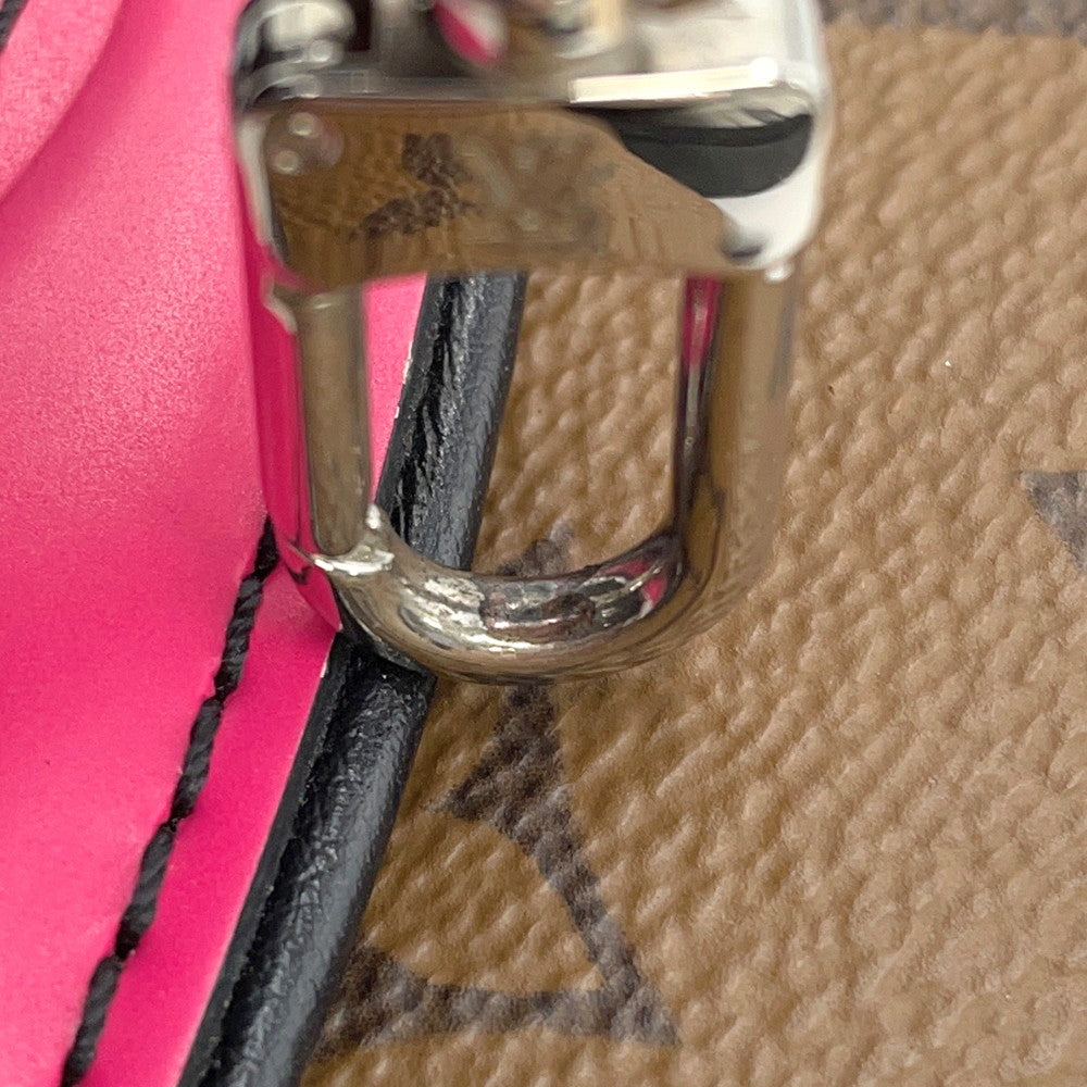 LOUIS VUITTON Pochette Kabuki Mask Marron/FuchsiaM43495 Monogram Reverse Canvas Epi Leather