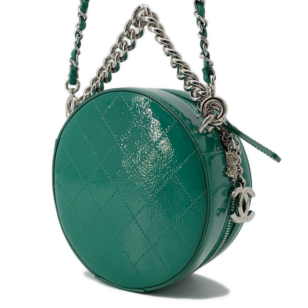 CHANEL Round As Earth 2WAYBag GreenA91946 Patent Leather