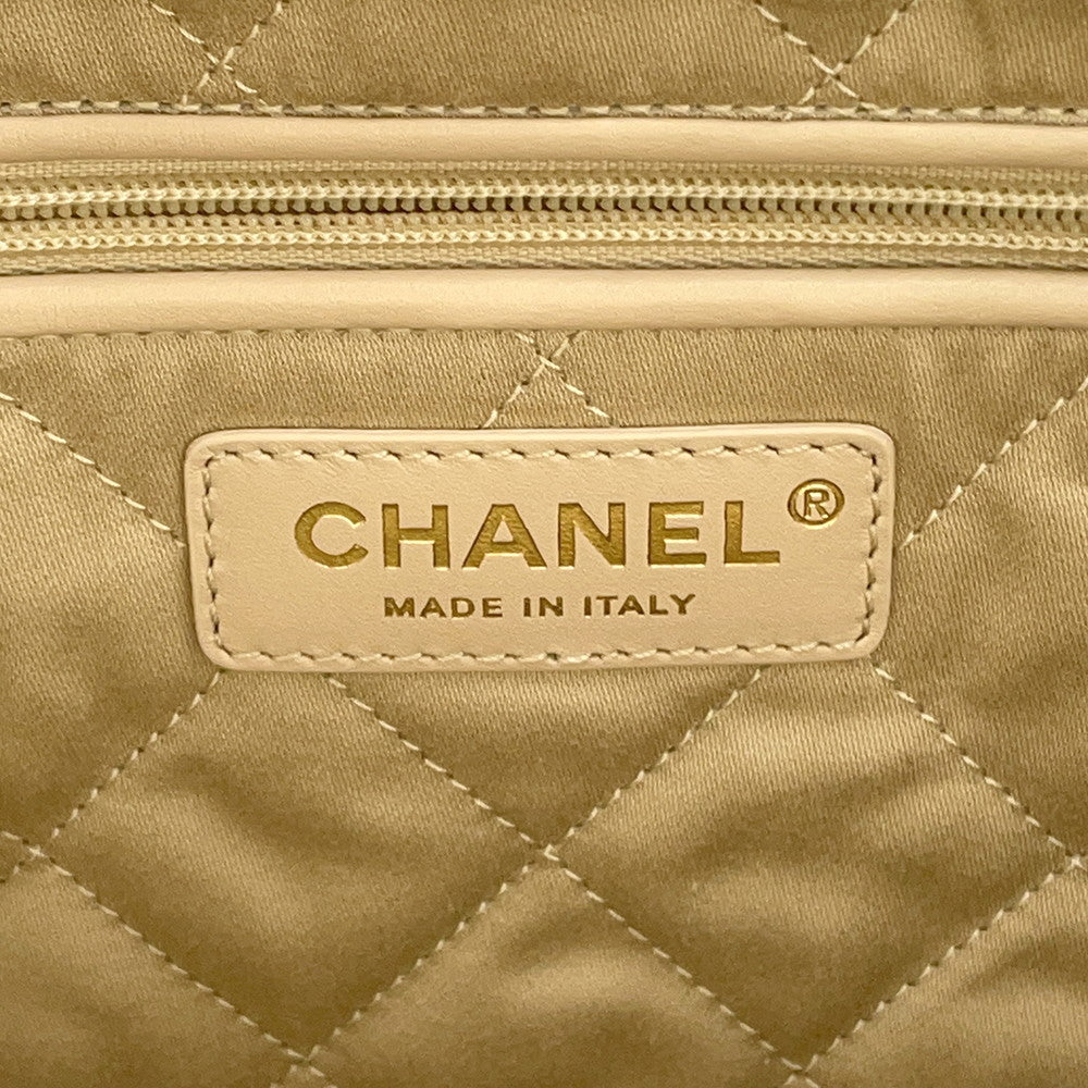 CHANEL CHANEL22 ChainShoulder Bag Champagne GoldAS3260 Shiny Calf Leather Size Small