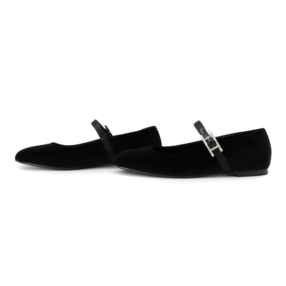 HERMES Jane Pumps Bijoux Black Velour Bijoux Size 37 1/2