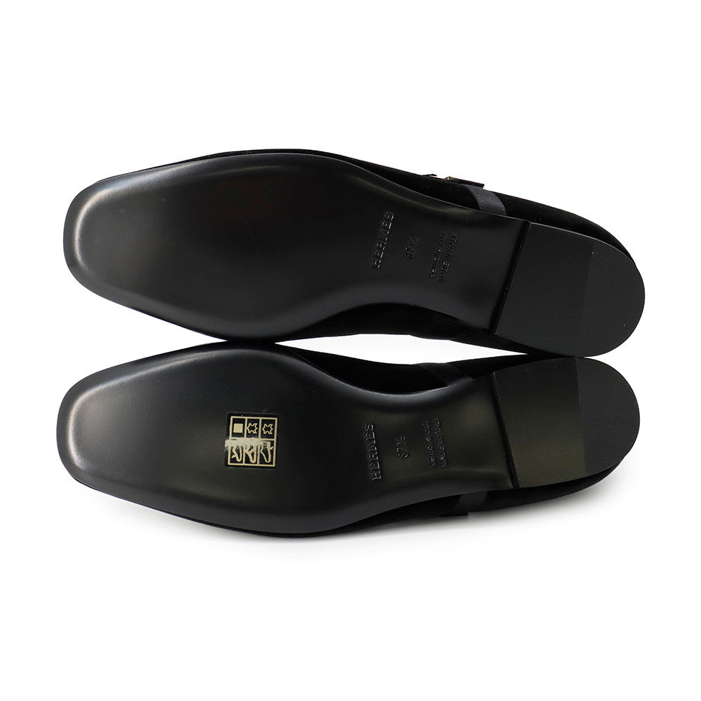 HERMES Jane Pumps Bijoux Black Velour Bijoux Size 37 1/2