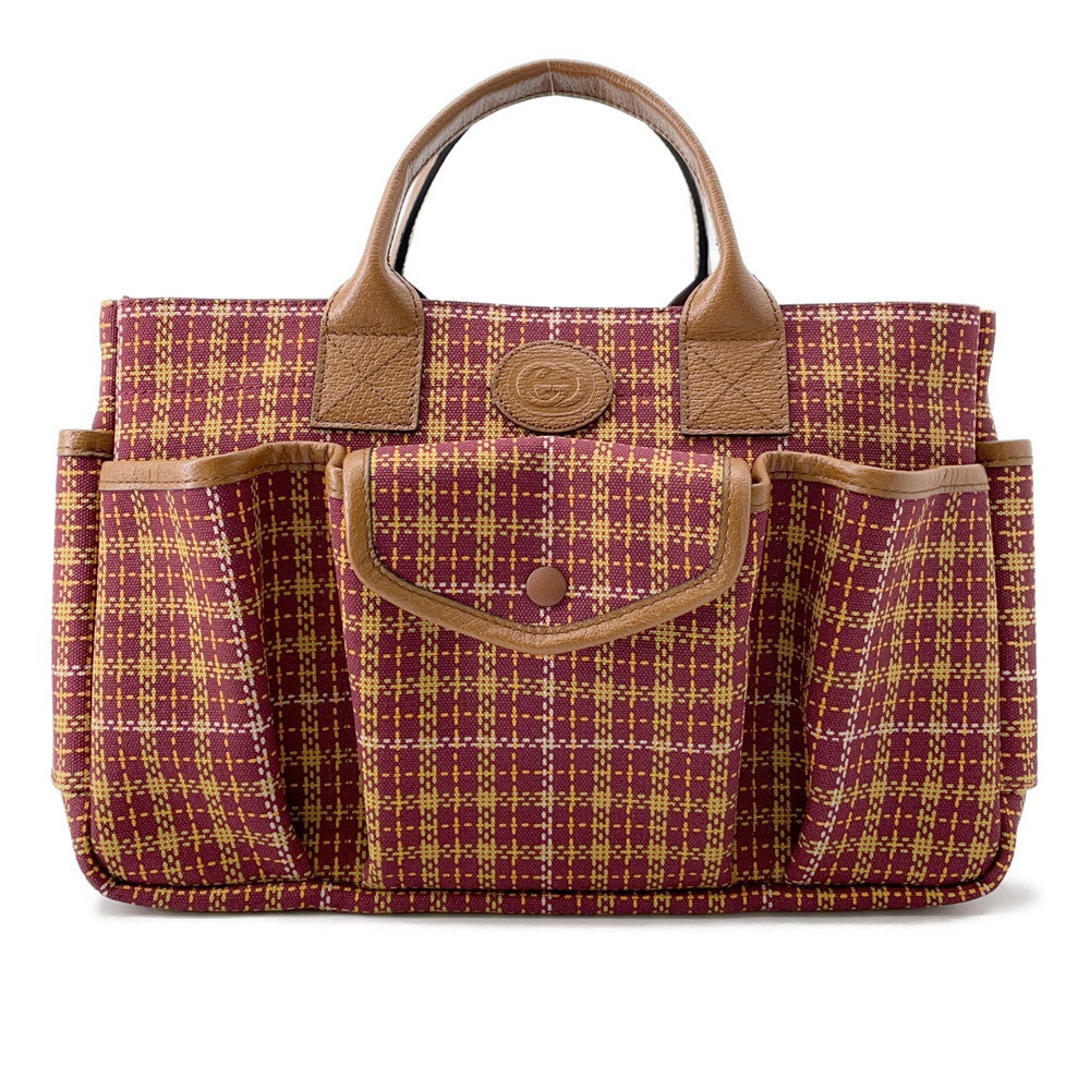 GUCCI Children's Check Pattern Handbag Brown/Bordeaux628159 Canvas Leather