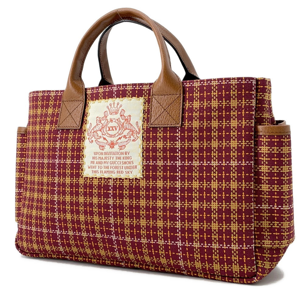 GUCCI Children's Check Pattern Handbag Brown/Bordeaux628159 Canvas Leather