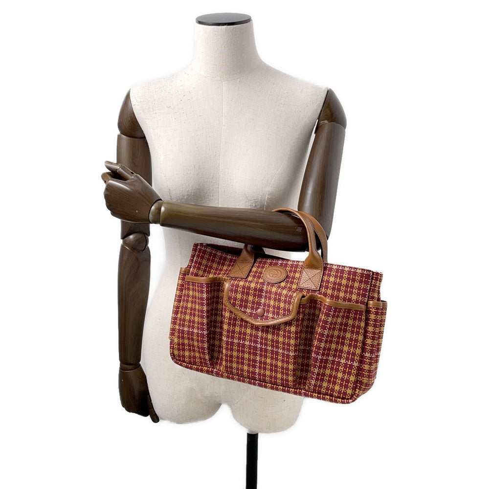 GUCCI Children's Check Pattern Handbag Brown/Bordeaux628159 Canvas Leather