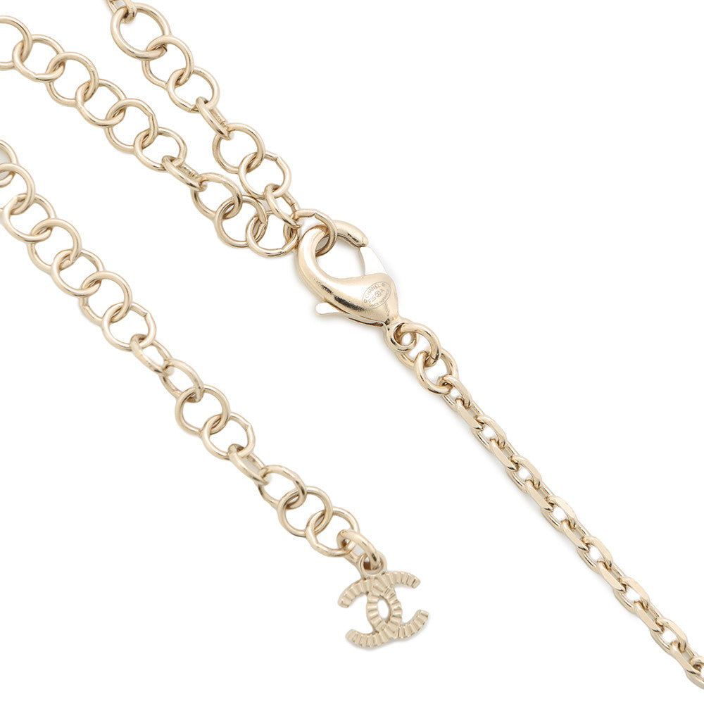 CHANEL CC Logo Cloud Design Necklace Gray/GoldA889 Metal Faux Pearl  Rhinestone