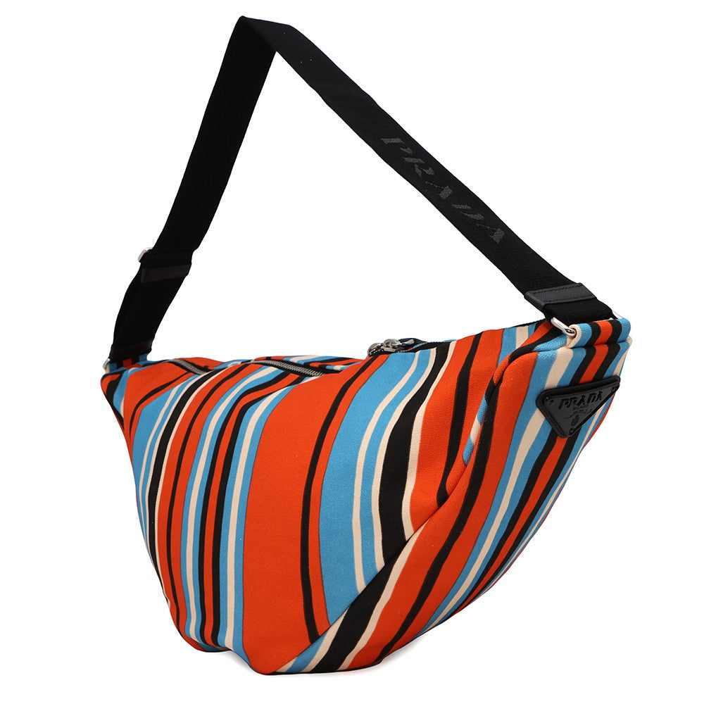 PRADA Triangle Shoulder Bag Orange/Blue2VY007 Canvas Size Large