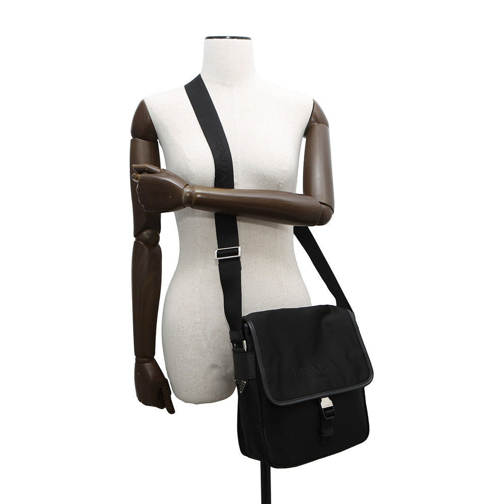 PRADA logo messenger bag Black2VD700 Nylon