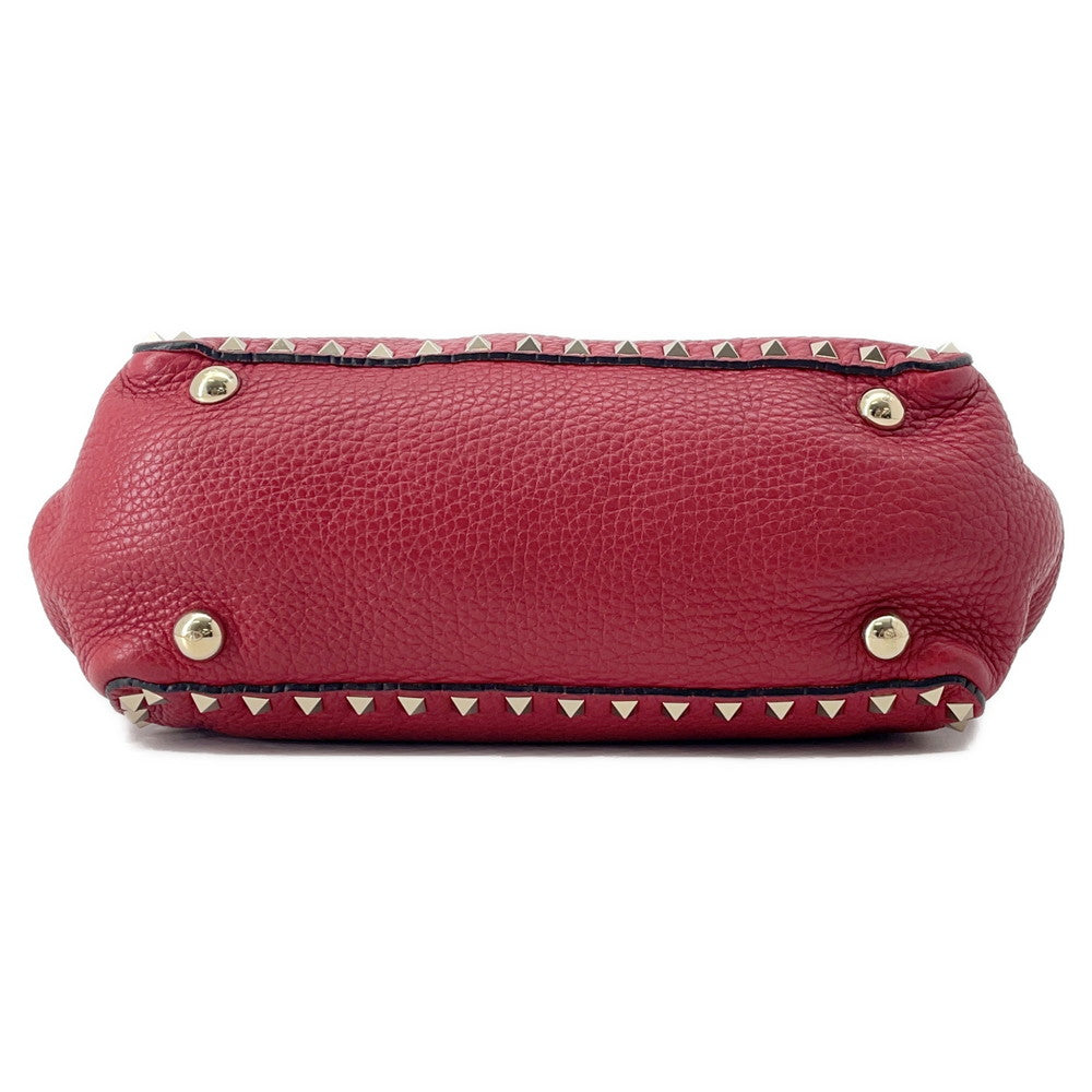 Valentino Garavani Rock Studded 2WAY Tote Bag Red Leather