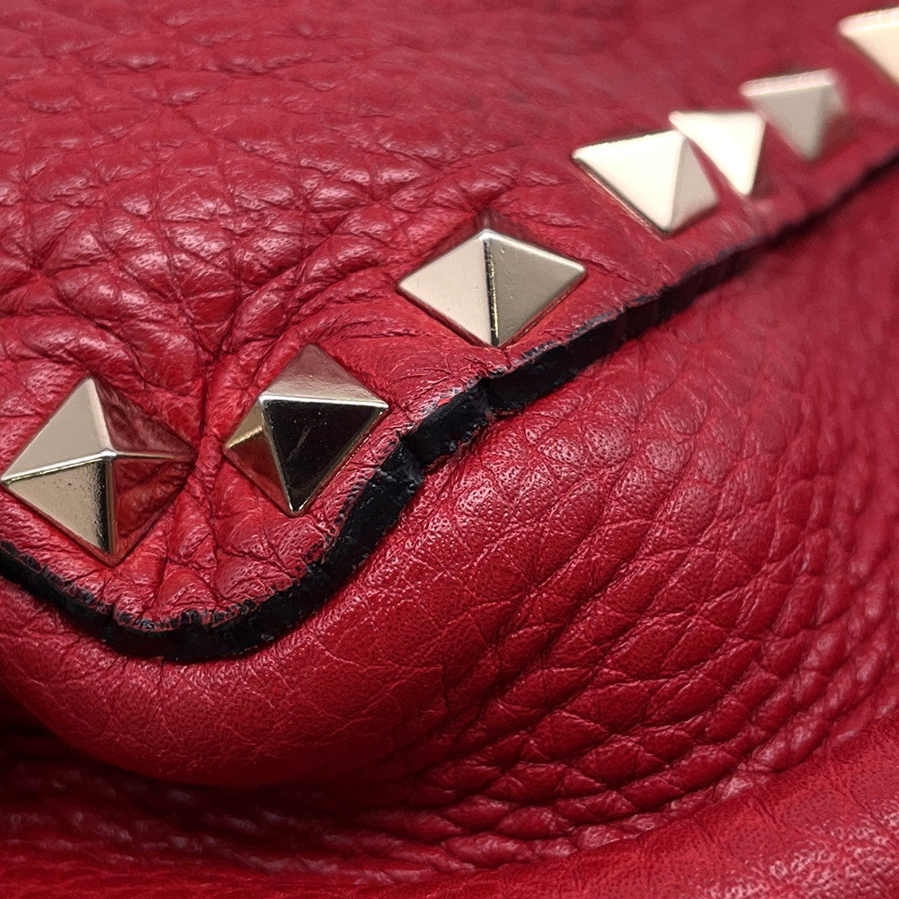 Valentino Garavani Rock Studded 2WAY Tote Bag Red Leather
