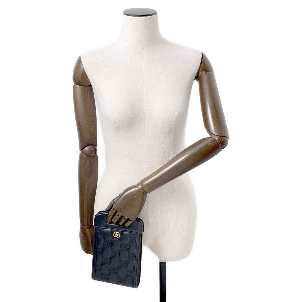 GUCCI GGMatelasse Top Handle 2WAY Shoulder Bag Black723776 Leather Size Mini