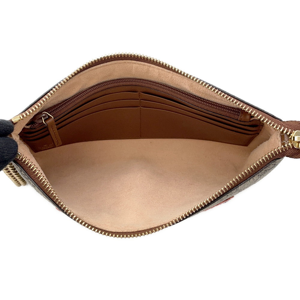 GUCCI GG Supreme Holiday Collection ChainPouch Beige/Brown456866 PVC Leather