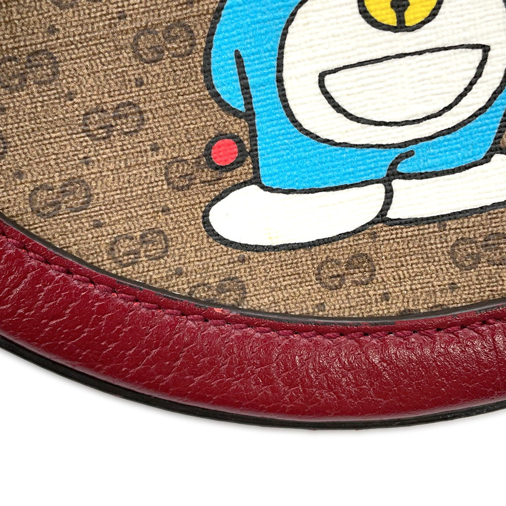 GUCCI GG Supreme Round Shoulder Bag Doraemon Collaboration Brown/Red625216 PVC Leather