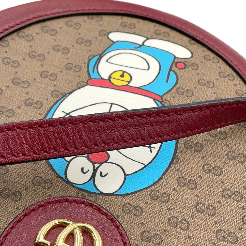 GUCCI GG Supreme Round Shoulder Bag Doraemon Collaboration Brown/Red625216 PVC Leather