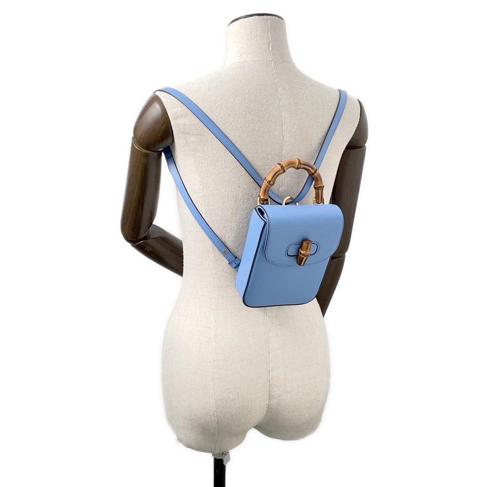 GUCCI Bamboo Mini 3WAY Backpack Light Blue702106 Leather Bamboo
