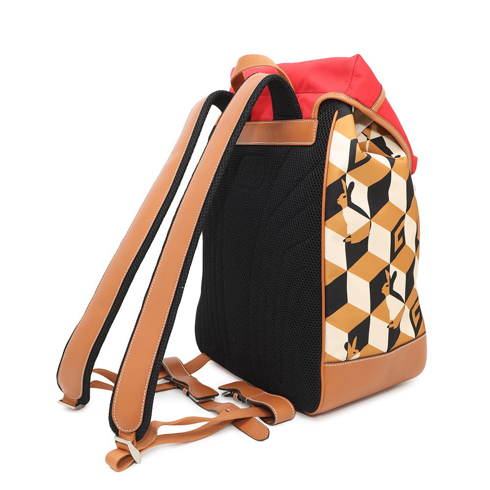 GUCCI Interlocking G Backpack Brown/Red696013 Nylon Leather