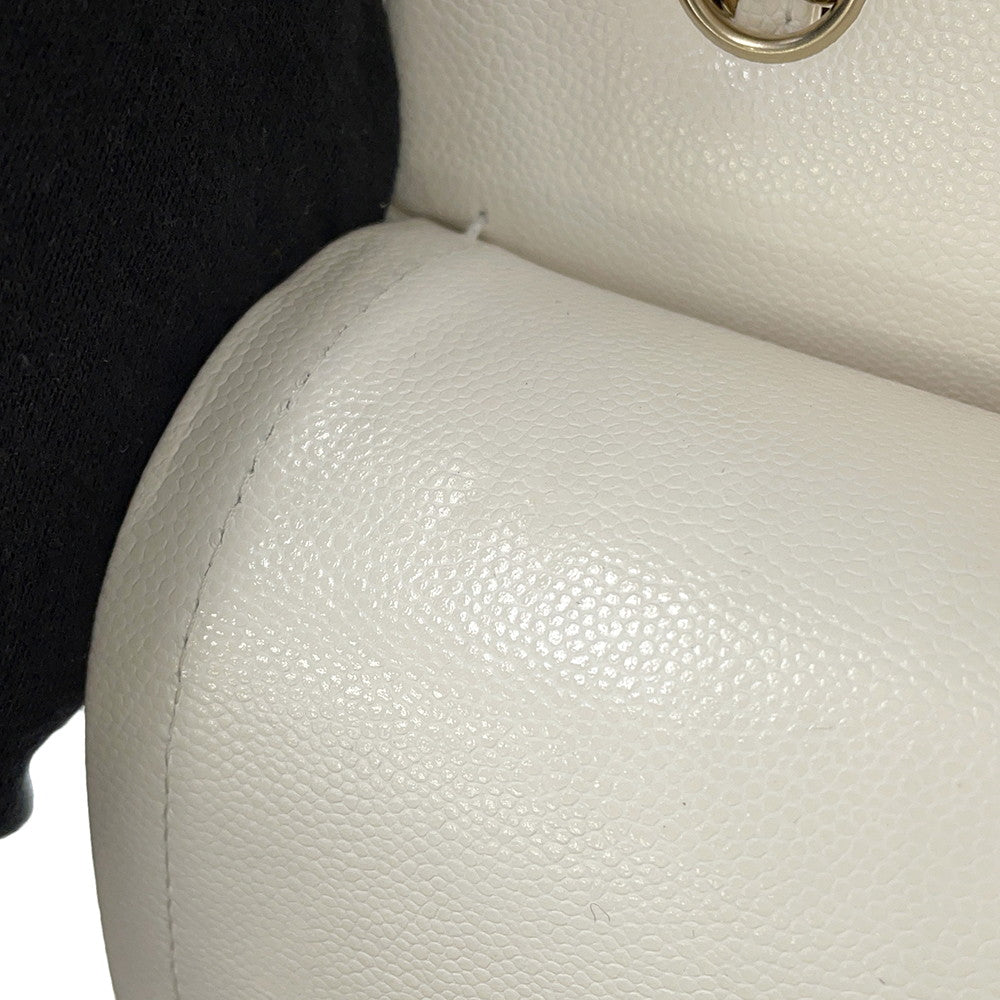 CHANEL Jumbo Matelasse W Flap ChainShoulder Bag WhiteA58600 Caviar Leather Size 30