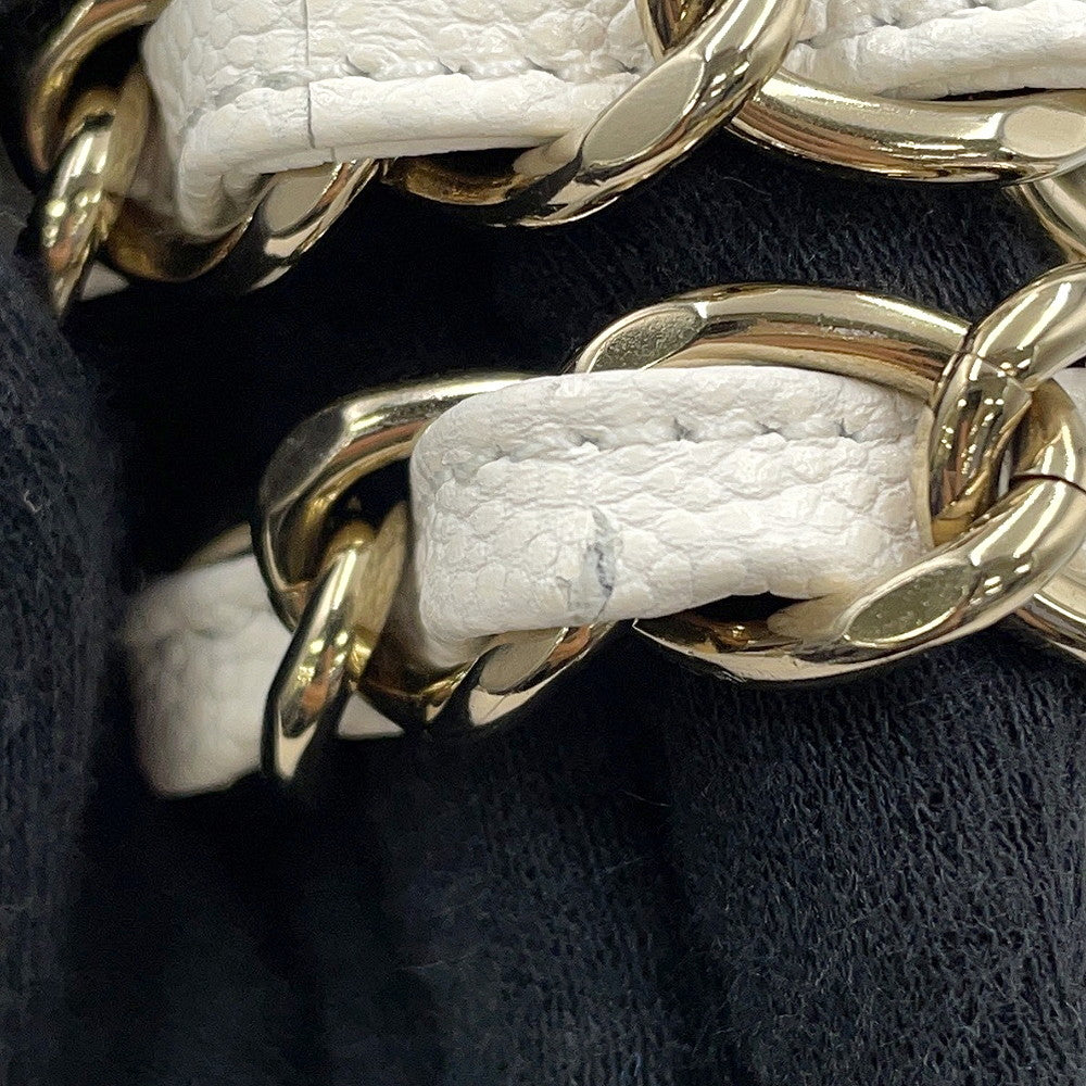 CHANEL Jumbo Matelasse W Flap ChainShoulder Bag WhiteA58600 Caviar Leather Size 30