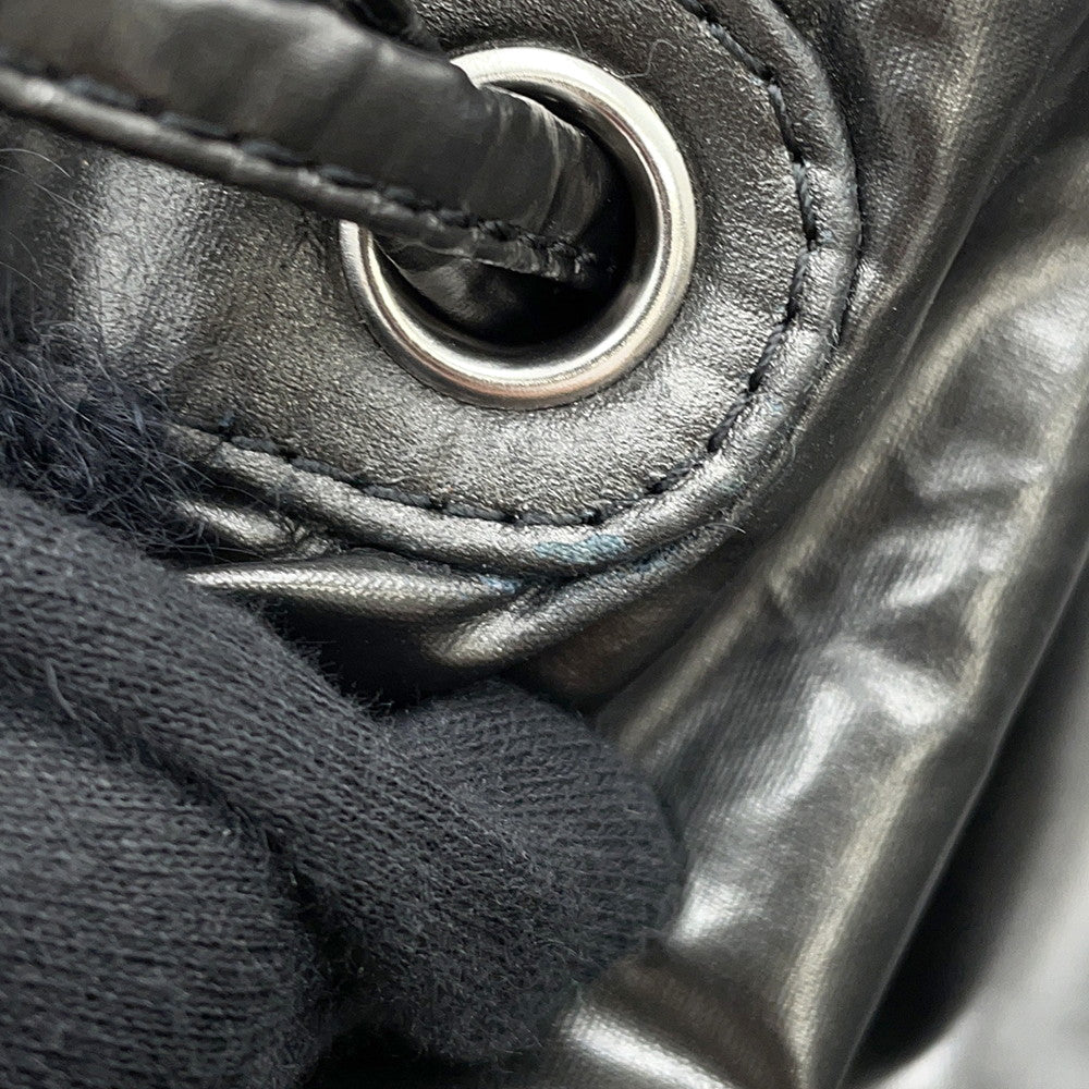 CHANEL CC Logo ChainTote Bag Black Nylon Fur