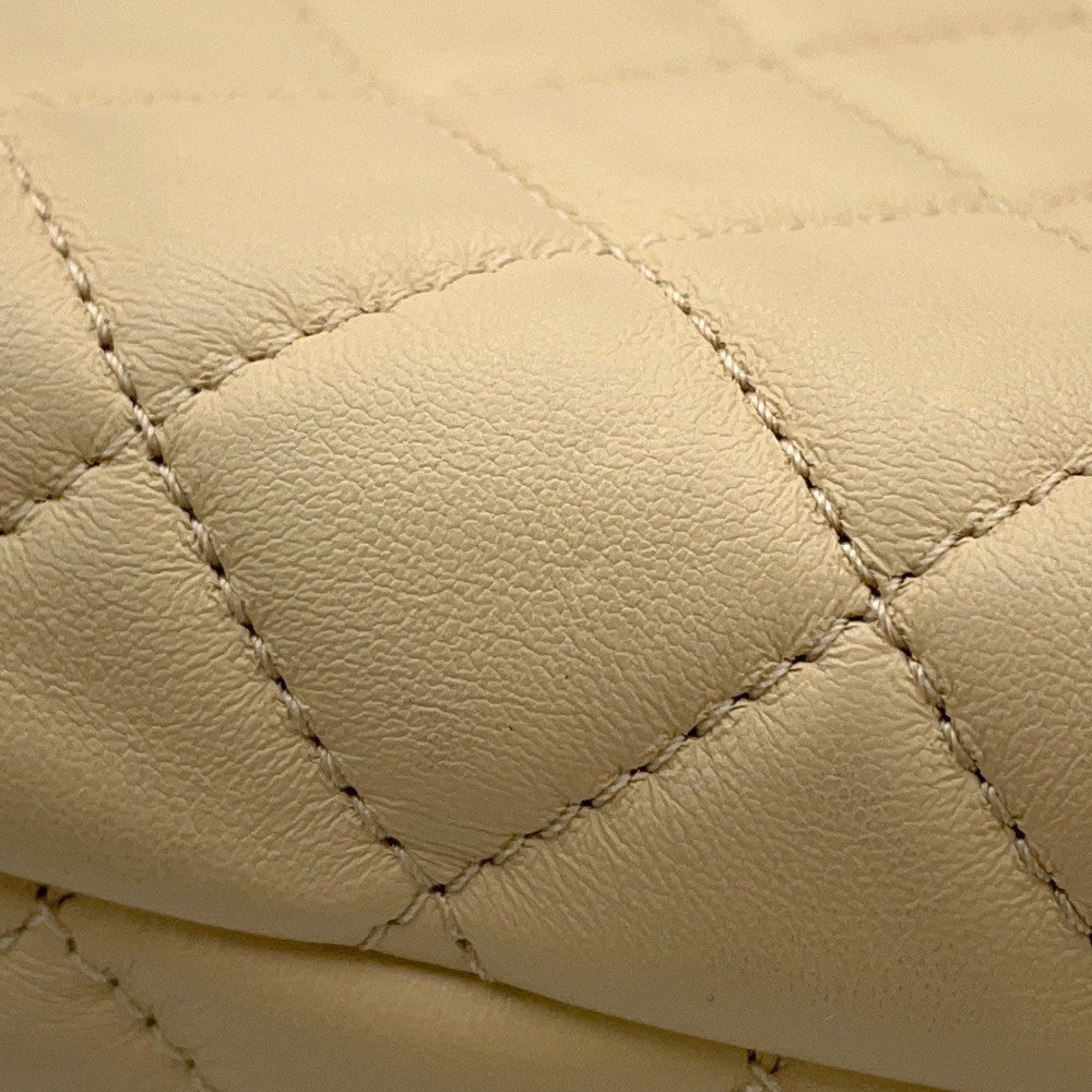 CHANEL Matelasse ChainShoulder Bag Beige Lambskin